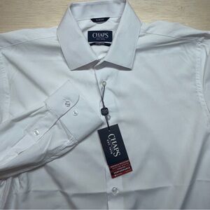 NEW Chaps Performance Men's Med. White Dress Shirt Slim Fit Stretch NWT 15/32